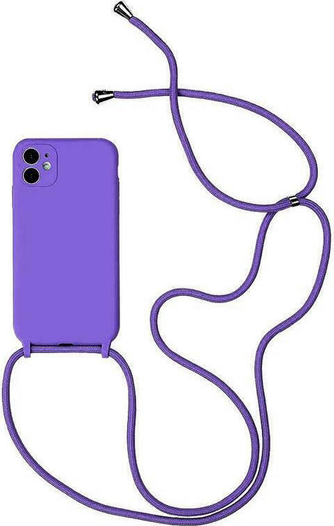 Colored Silicone Cord Case με Κορδόνι Back Cover (iPhone 12) Μωβ Ανοιχτό - Image 1