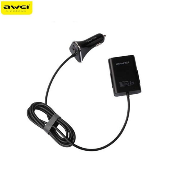 Awei Φορτιστής Αυτοκινήτου C-400 9.4A με Θύρες: 4xUSB Μαύρο