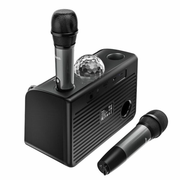 HOCO BS41 Σύστημα Karaoke με Ασύρματα Μικρόφωνα Disco Lamp (black)