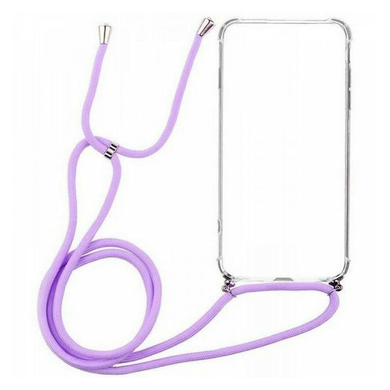 OEM Silicone Διάφανη Θήκη Για Apple Iphone 13 Pro - Με Μώβ Λουράκι - Image 1