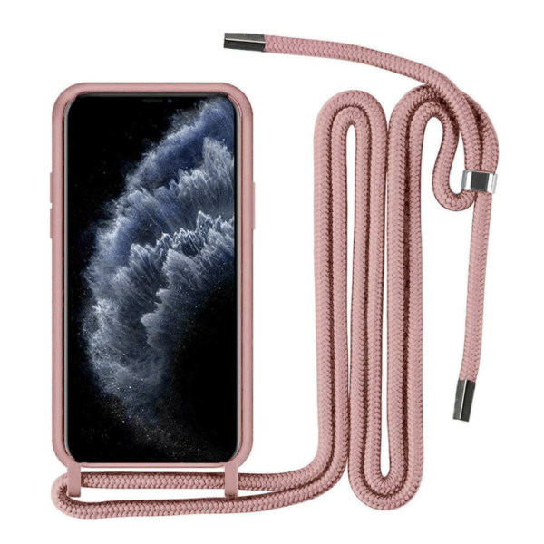 OEM Back Cover Σιλικόνης με Λουράκι για Apple 12 Pro Max - Ρόζ