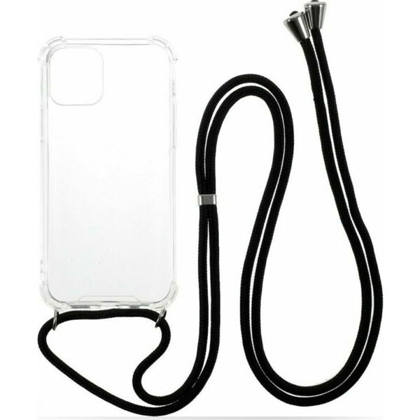 OEM Silicone Θήκη Για Apple Iphone 13 Pro Max - Διάφανη Με Μαύρο Λουράκι