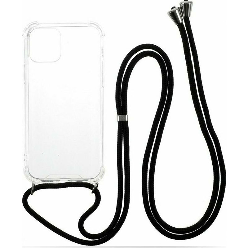 OEM Silicone Θήκη Για Apple Iphone 13 Pro Max - Διάφανη Με Μαύρο Λουράκι - Image 1