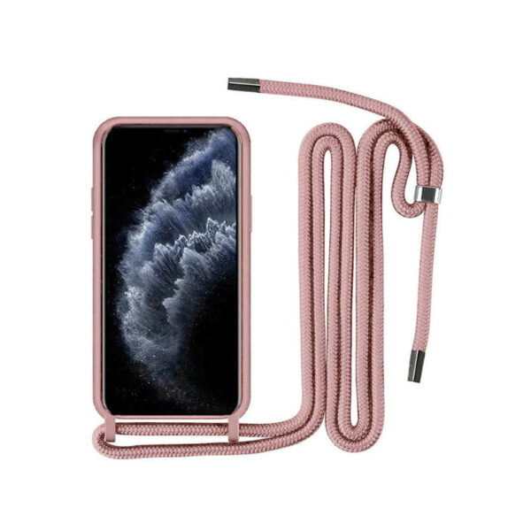 Θήκη Σιλικόνης Back Cover Με Λουράκι για Apple iPhone 13 Pro - Ροζ