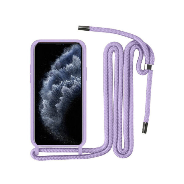 Θήκη Σιλικόνης Back Cover Με Λουράκι για Samsung Galaxy A12 - Λιλά