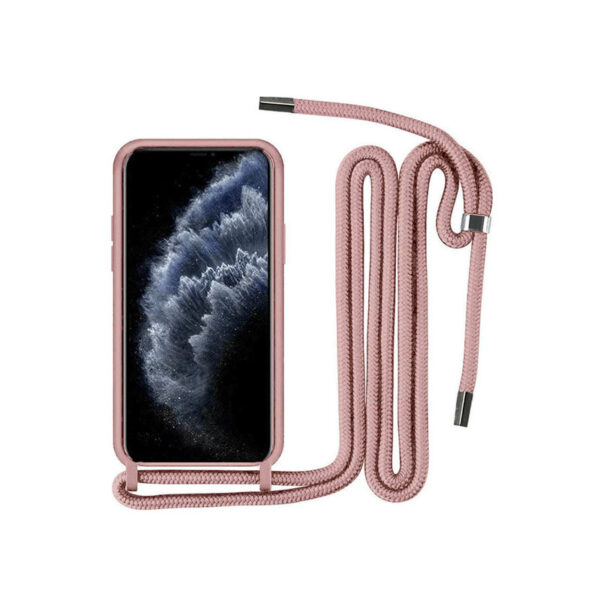 Θήκη Σιλικόνης Back Cover Με Λουράκι για Apple iPhone 13 Pro Max - Ροζ