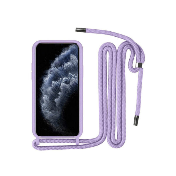 Θήκη Σιλικόνης Back Cover Με Λουράκι για Apple iPhone 12 Pro Max - Λιλά