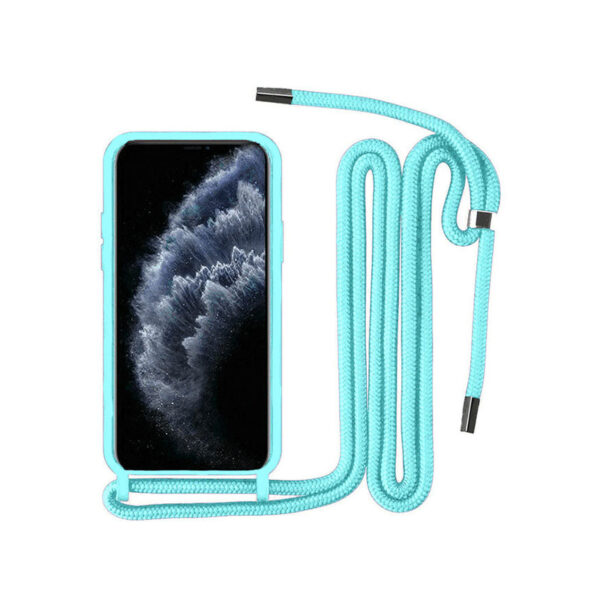 Θήκη Σιλικόνης Back Cover Με Λουράκι για Apple iPhone 12 Pro Max - Γαλάζιο