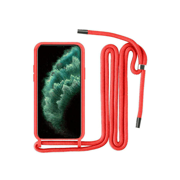 Θήκη Σιλικόνης Back Cover Με Λουράκι για Samsung Galaxy A12 - Κόκκινο