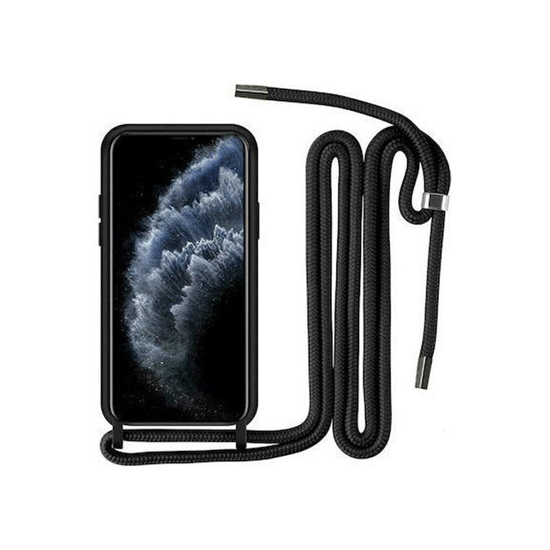 Θήκη Σιλικόνης Back Cover Με Λουράκι για Samsung Galaxy A22 5G - Μαύρο - Image 1