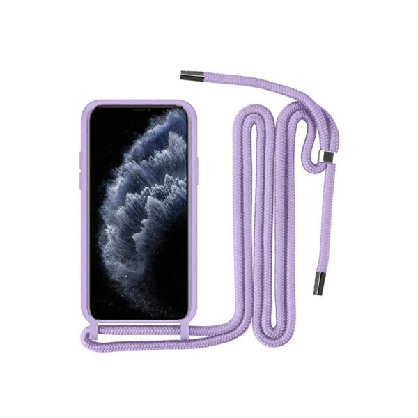 Θήκη Σιλικόνης Back Cover Με Λουράκι για Apple iPhone 12/12 Pro - Λιλά