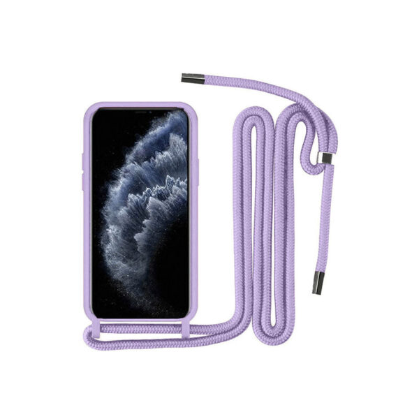 Θήκη Σιλικόνης Back Cover Με Λουράκι για Apple iPhone 11 Pro Max - Λιλά