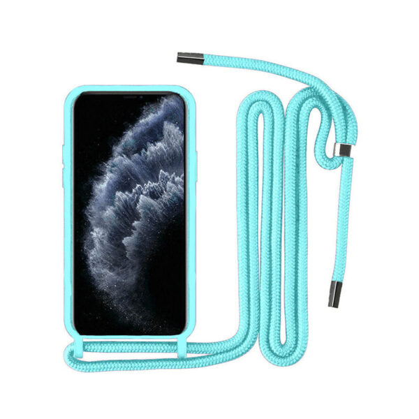 Θήκη Σιλικόνης Back Cover Με Λουράκι για Apple iPhone 11 Pro Max - Γαλάζιο
