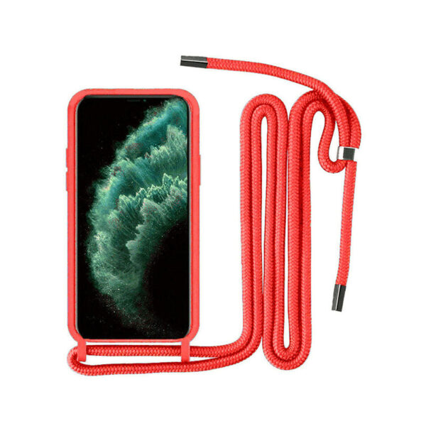 OEM Back Cover Σιλικόνης με Λουράκι για Apple Iphone 11 Pro - Κόκκινο