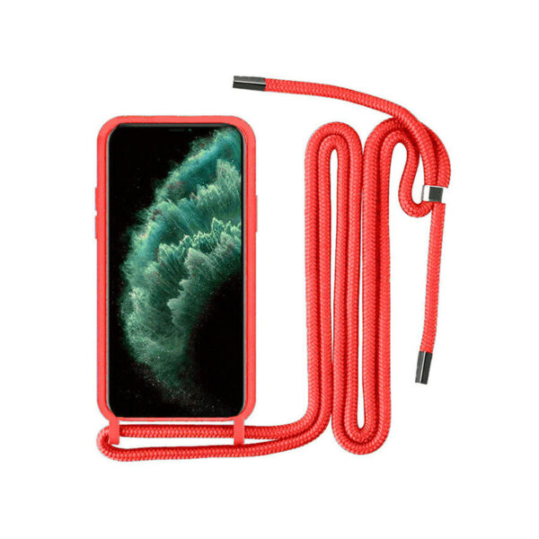 Θήκη Σιλικόνης Back Cover Με Λουράκι για Apple iPhone 11 - Κόκκινο