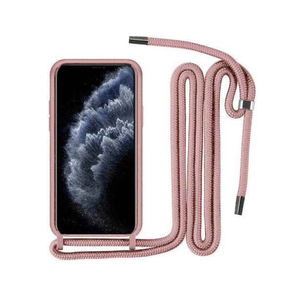 Θήκη Σιλικόνης Back Cover Με Λουράκι για Apple iPhone 11 Pro - Ροζ