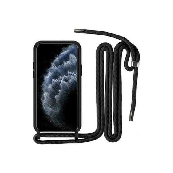 Θήκη Σιλικόνης Back Cover Με Λουράκι για Xiaomi Redmi Note 9S - Μαύρο