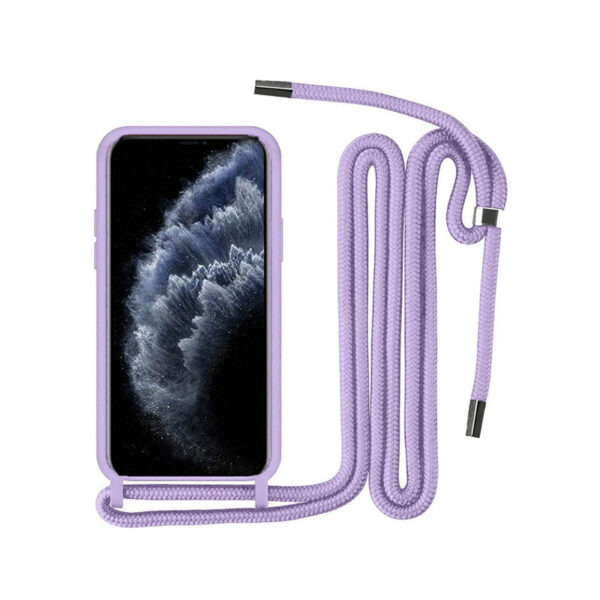 Θήκη Back Cover Σιλικόνης με Λουράκι για Apple iPhone X/XS – Μωβ