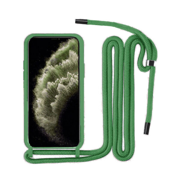 Θήκη Back Cover Σιλικόνης με Λουράκι για Apple iPhone 11 Pro Max – Σκούρο Πράσινο