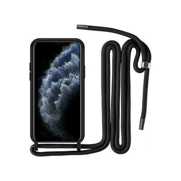 Θήκη Back Cover Σιλικόνης με Λουράκι για Apple iPhone 11 Pro – Μαύρο