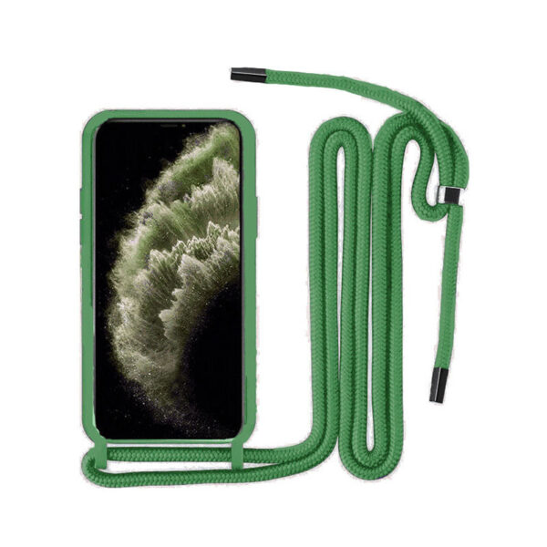 Θήκη Back Cover Σιλικόνης με Λουράκι για Apple iPhone 11 Pro – Σκούρο Πράσινο