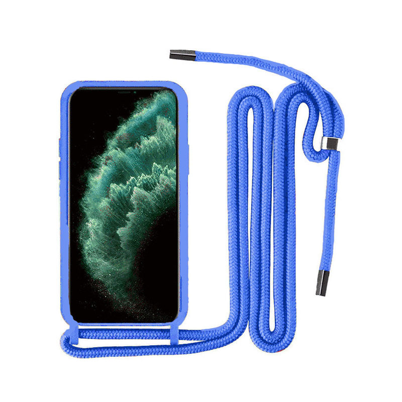 Θήκη Back Cover Σιλικόνης με Λουράκι για Apple iPhone 13 – Μπλε - Image 1