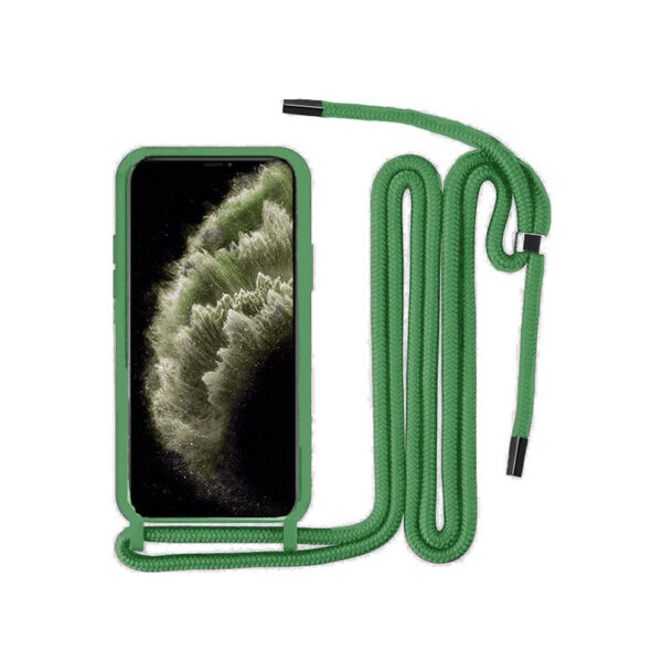 Θήκη Back Cover Σιλικόνης με Λουράκι για Apple iPhone 13 – Σκούρο Πράσινο