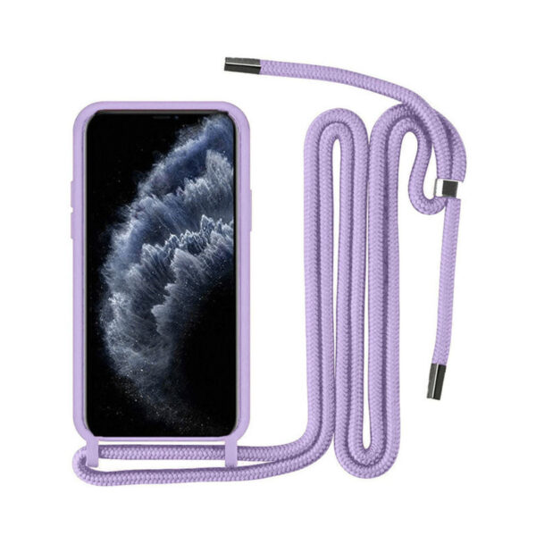 Θήκη Back Cover Σιλικόνης με Λουράκι για Apple iPhone XS Max Χρώμα: Λιλά