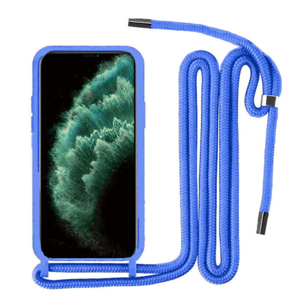Θήκη Back Cover Σιλικόνης με Λουράκι για Apple iPhone 11 – Μπλε