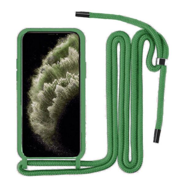 Θήκη Back Cover Σιλικόνης με Λουράκι για Apple iPhone 11 – Σκούρο Πράσινο
