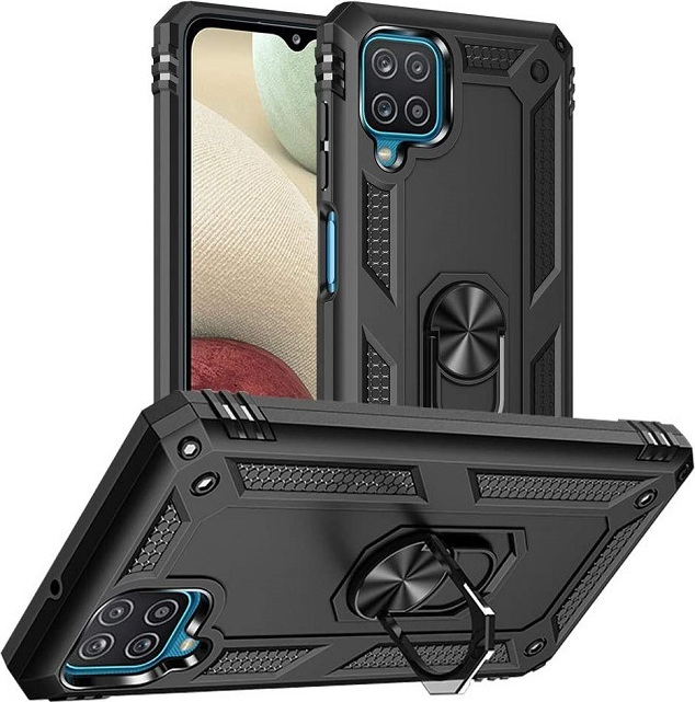 Θήκη Motomo Tough Armor With Ring για Samsung Galaxy A12 - Μαύρο - Image 1