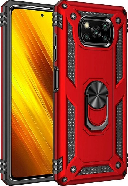 Θήκη Motomo Tough Armor With Ring για Xiaomi Poco X3 - Κόκκινο
