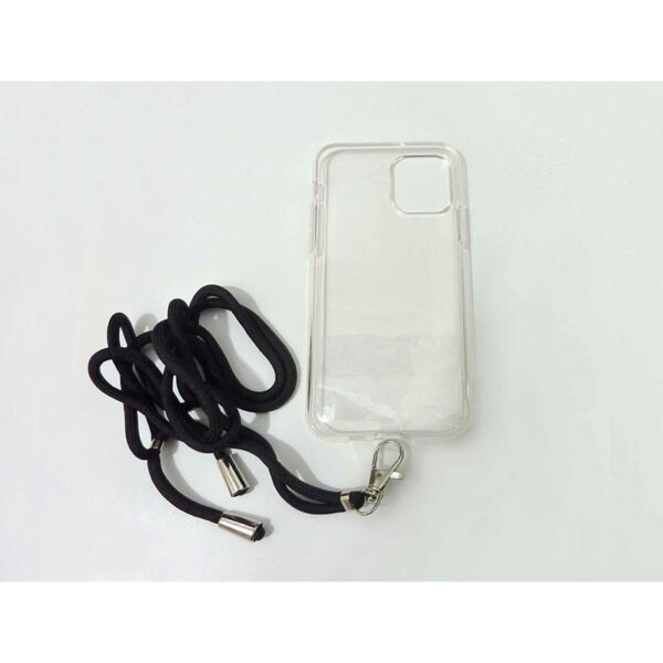 OEM Silicone Θήκη για Apple iPhone 13 6.1'' – Διάφανη Με Μαύρο Λουράκι