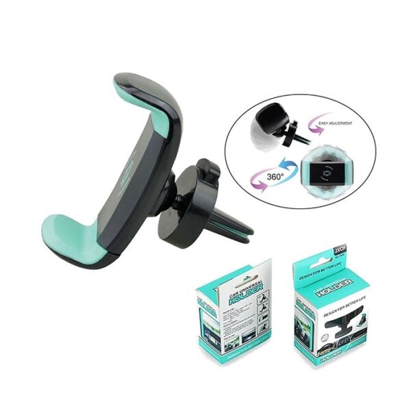 Βάση Στήριξης Κινητού Car Phone Holder JXCH-7806 με Περιστροφή και Προσαρμογή για Αεραγωγό Αυτοκινήτου Χρώμα: Μαύρο/Τιρκουάζ