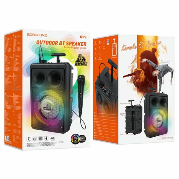 Borofone P9 Ασύρματο Ηχείο Bluetooth Karaoke 2200mAh Χρώμα: Μαύρο