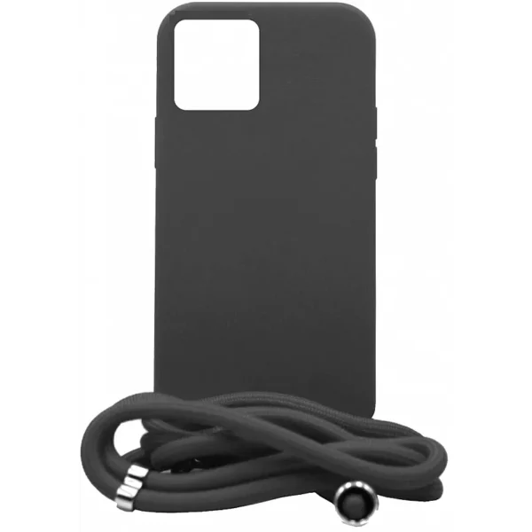 Θήκη Σιλικόνης Back Cover με Λουράκι για Iphone 14 Plus Χρώμα: Μαύρο