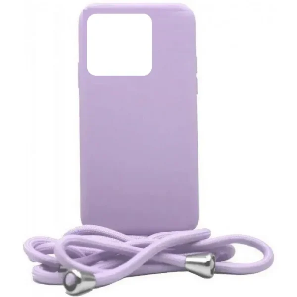 Θήκη Σιλικόνης Back Cover με Λουράκι για Apple Iphone 14 Pro Max Χρώμα: Λιλά