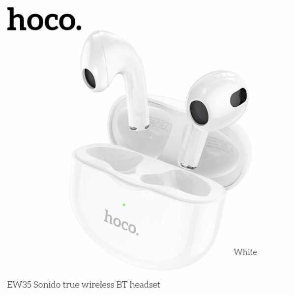 Hoco EW35 In-ear Bluetooth Handsfree Ακουστικά και Θήκη Φόρτισης Χρώμα: Λευκό