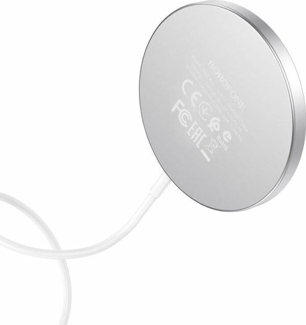 Borofone BQ9 Pro Ασύρματος Φορτιστής Qi Pad 15W Χρώμα: Ασημί