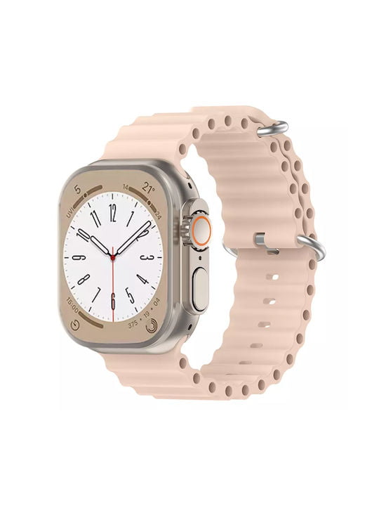 Ocean Λουράκι Σιλικόνης Για Apple Watch 49mm/45mm/44mm/42mm Χρώμα: Απαλό Ρόζ