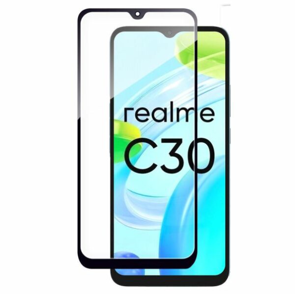 Προστασία Οθόνης Full Cover Tempered Glass 9H για Realme C30 Χρώμα: Μαύρο