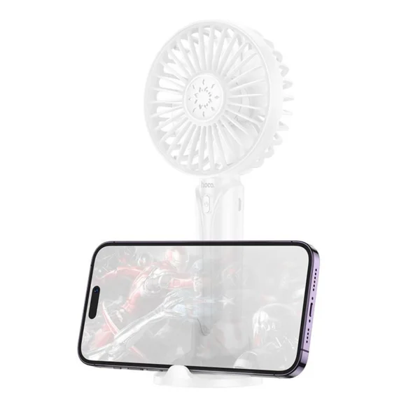 Επαναφορτιζόμενο ανεμιστηράκι χειρός Hoco DF07 Precious USB Portable Handheld Fan With Phone Holder Color White