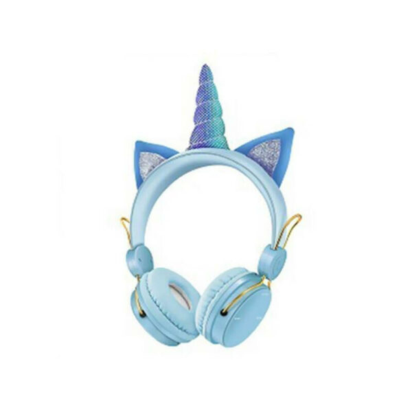 AH805 Unicorn Ασύρματα/Ενσύρματα On Ear Παιδικά Ακουστικά Γαλάζιο