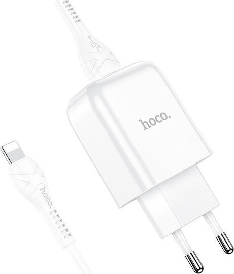 Hoco DC36 Φορτιστής με Θύρα USB-A και Καλώδιο Lightning Λευκός