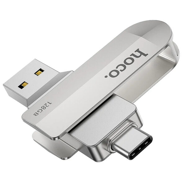 Flash Drive Hoco UD10 2 in 1 32GB USB-A 3.0 και USB-C Συμβατό με Windows Mac Linux και Android Ασημί