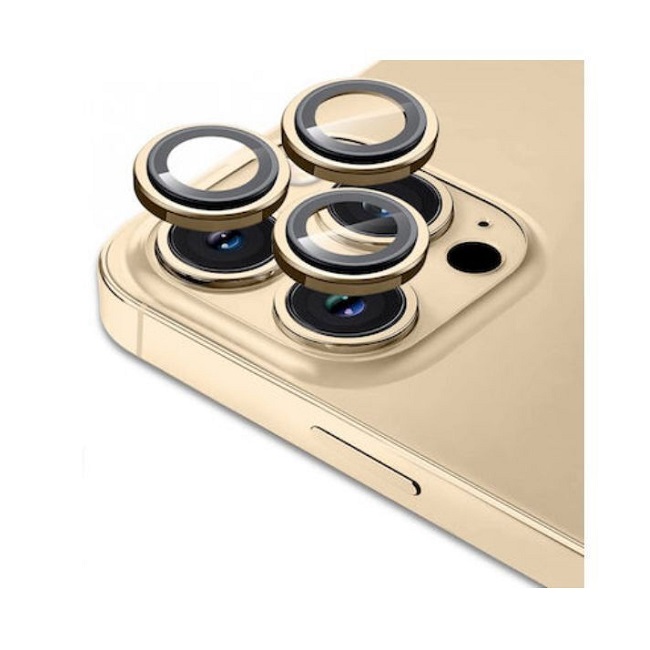 Μεταλλικό Τζαμάκι Κάμερας Tempered Glass για iPhone 16 Pro/16 Pro Max – Χρυσό