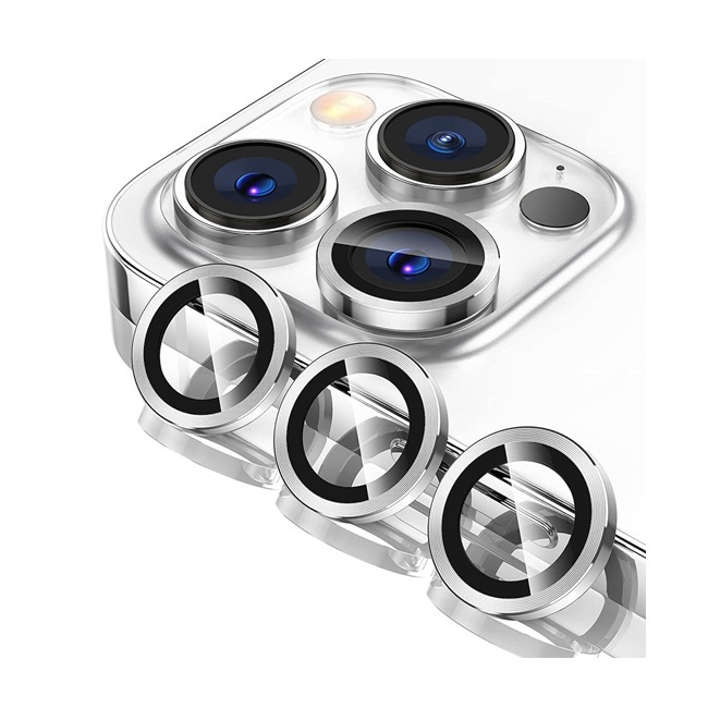 Μεταλλικό Τζαμάκι Κάμερας Tempered Glass για iPhone 13 Pro/13 Pro Max - Ασημί