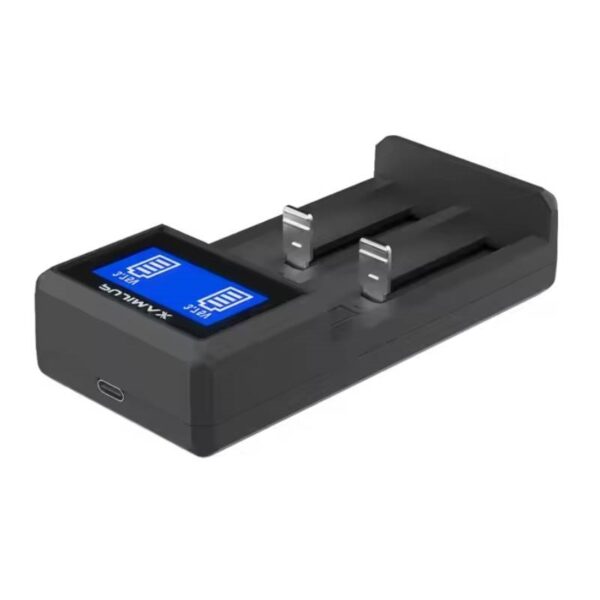 PUJIMAX PL-204 3.7V Φορτιστής Επαναφορτιζόμενων Μπαταριών 1200 mA HD-8991B με Οθόνη Ένδειξης Επιπέδου Φόρτισης : Μαύρο