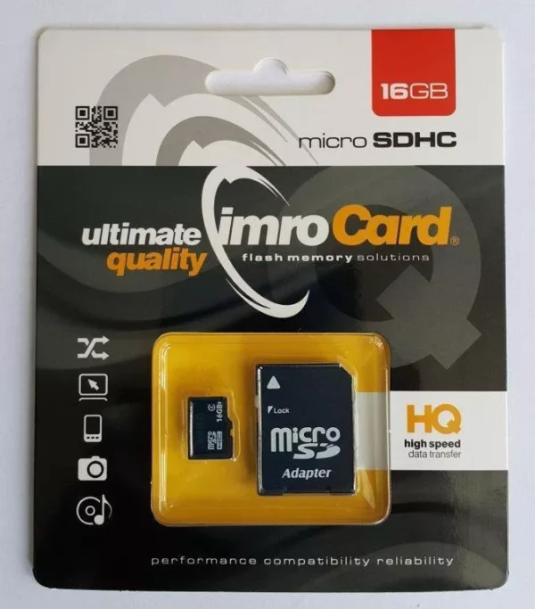 Κάρτα Μνήμης IMRO microSDHC 16GB Class 4 U1 UHS-I με Αντάπτορα - Image 1