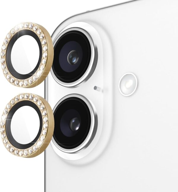 Tζαμάκι Προστασίας Πίσω Κάμερας Glitter Camera Glass για iPhone 16/16 Plus – Χρώμα: Χρυσό